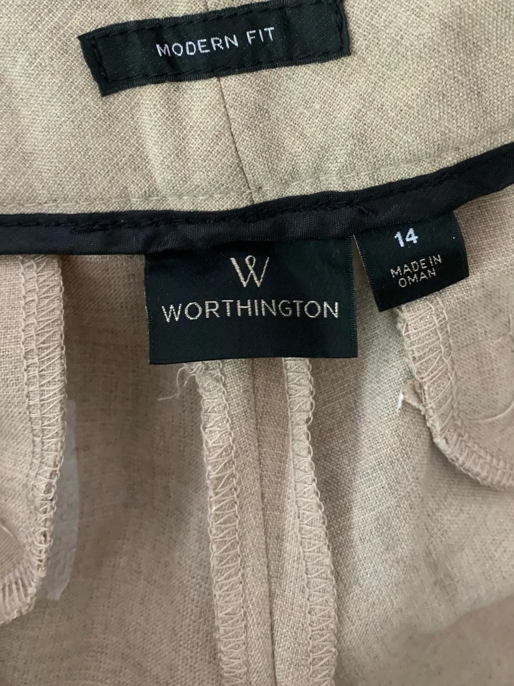 NWT Worthington Modern Fit Beige Dress Pants Size 14 Career Trousers - Picture 3 of 4